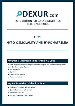 Icd 10 E871 Hypo Osmolality And Hyponatremia Dexur Data Statistics Reference Guide Ebook Health Dexur Amazon In Kindle Store