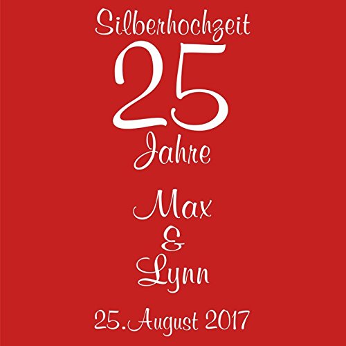 Geschenke zur Silberhochzeit: Hochwertige CILIO Laterne zur silbernen Hochzeit mit Gravur 36cm hoch – personalisiertes Geschenk zum 25. Hochzeitstag – graviert werden 2 Namen und 1 Datum - 2