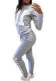DoubleYI Damen Jogginganzug Langarm Anzug Pullover Sportanzug Trainingsanzug Sweatshirt Anzug mit Hose 2pcs - 2