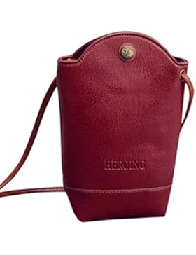 Handtasche Damen Btruely Mädchen Leder kleine Mini Handtasche Crossbody Damen Umhängetaschen (Rot)