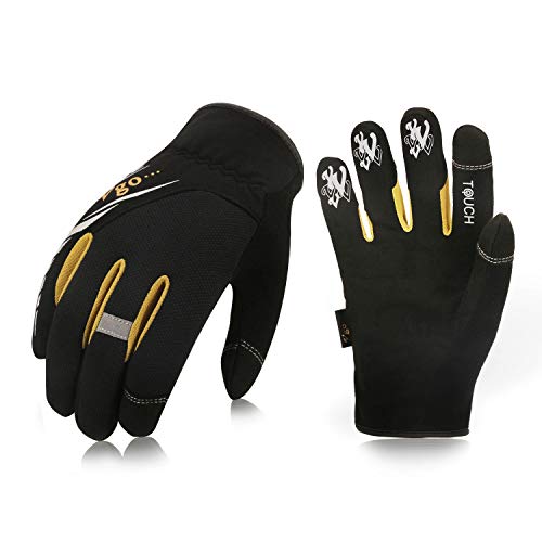 Preisvergleich Produktbild Vgo Mechanische Arbeitshandschuhe, High-Dexterity Handschuhe, Leicht Belastung, Mechanik- und Rigger Arbeitshandschuhe (1 Paar, 9 / L, Schwarz + Gold, SL8853)