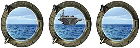 3D Dimensional Submarine Window Telescope warship carrier Waterproof Removable decorative wall Sticker 33 X 33cm (3 units)