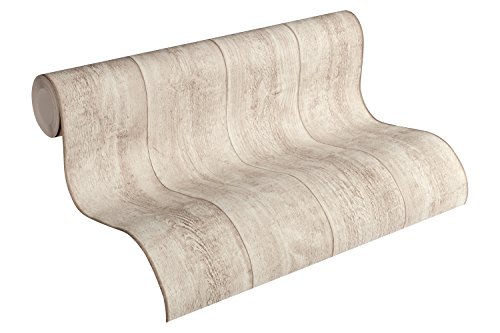 A.S. Création papel pintado Wood`n Stone beige crema blanco 10,05 m x 0,53 m 708830