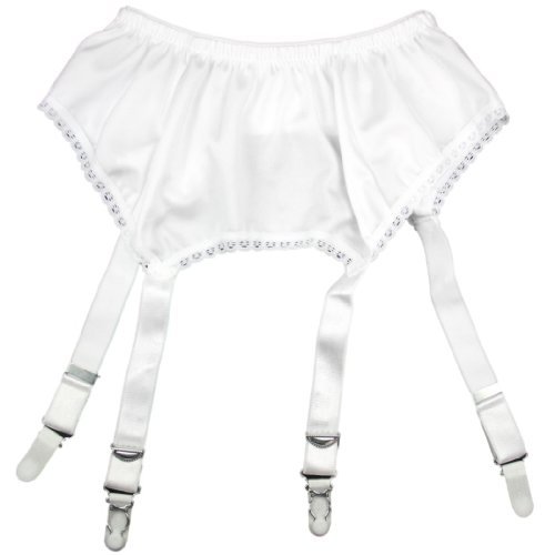 Premier Plain Panel Garter Belt with 4 Straps (L, White)