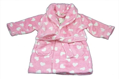 New Pink & White heart dressing gown for baby girl - 6-12 months, 12-18 months & 18-24 months (6-12 months)