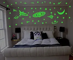 DreamKraft Glow in The Dark Stars with Moon Radium Wall Stickers(Green)