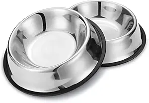 Petsoul Stainless Steel Dog Feeding Bowls (2800 ml - X-Large - Set of 1 Pcs, Stainless Steel - Silver)