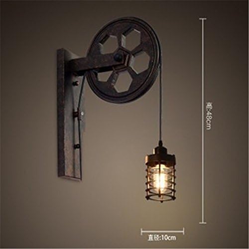 AHFZHASK Antique wall lights American creative personality wall lights loft industrial air bar-cafeteria lounge restaurant iron wall lights, wheel until barrel