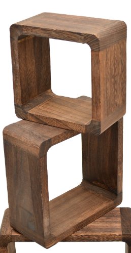 3er Set Lounge Cube Regal Landhaus Stil Wandregal Hängeregal Massivholz in Dunkelbraun - 8