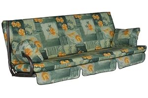 ‎ANGERER ANGERER Freizeitmöbel GmbH Hollywoodschaukel Auflage Trend - passend für viele 3-Sitzer Hollywoodschaukeln - Schaukelauflage Made in Germany (Grün-Orange geblümt)