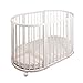 NEW!! LITTLE BABES LTD ALL SOLID BEECH WOOD WHITE COLOUR OVAL SHAPE BABY CRIB - OVAL COT - 3 IN 1 BABY BED + QUALITY HIGH DENSITY FOAM MATTRESS + 2x FITTED 100% COTTON SHEET