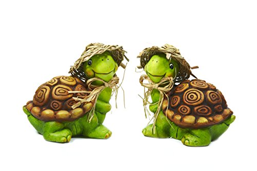 Heitmann Deco 61695 Keramik-Schildkroeten, 2er-Set, Keramik, gruen/Braun, 12 x 10.5 x 11.5 cm - 2