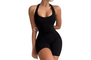 MeeQee Courte sans Manches pour Femme Sexy Une Pièce Moulante Combishort Débardeur d'Été Barboteuses Summer Body Sport Casual yoga body