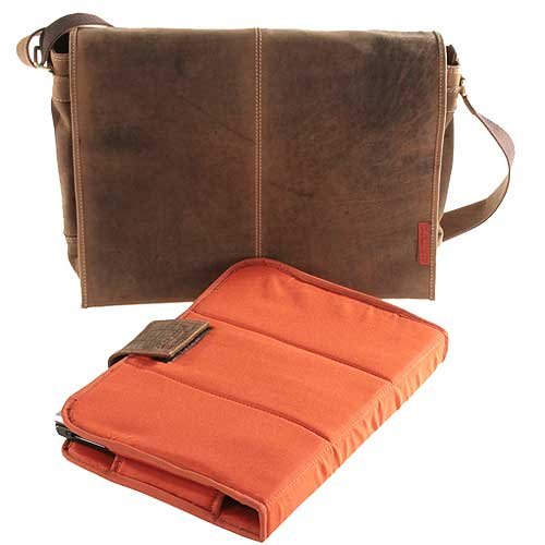 Laptoptasche / Messenger-Bag aus geöltem Buffalo-Leder - Extremely rugged Outback Wear, Farbe:Natural Buckskin
