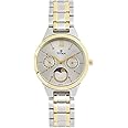 Titan Women's Analog Elegance Monophase Two-Tone White Dial Stainless Steel Watch-NS2590BM01