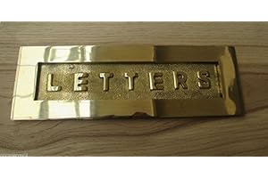 Ironmongery World® Sprung solid brass Vintage period home letter box postal plate cover Victorian (12" - LETTERS EMBOSSED)