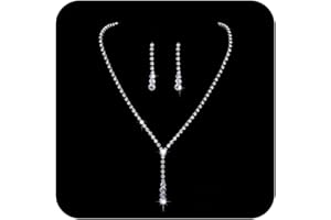 Ushiny Set di gioielli da sposa in argento con cristalli e collana girocollo con strass per donne e ragazze