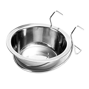 Xiuinserty – Cuenco colgante de acero inoxidable para mascotas, comedero para perro, cachorro, gato, pájaro, loro, jaula de agua, productos de alimentación Small