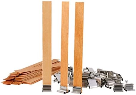 VANKE 15cmx1.25cm Wooden Wicks for Candle Making DIY Candle 50 Sets