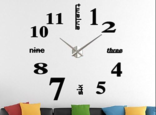Sucastle Modern Mute DIY Large Wall Clock 3D Sticker Home Office Decor Acrylic