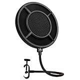 Mugig Round Pop Filter Microphone Wind Screen Pop Filter Pop Shield with Stand C