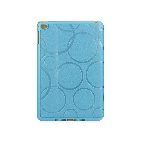 iPad Mini 4 Hülle, Deenor Colour Series Premium PU Leder Ultra Slim Light Weight Auto aufwachen / Schlaf Funktion Schutzhülle Hülle für Apple iPad Mini 4, Free: Screen Protector + Stylus Pen + Cleaning Cloth. (Sky blue circles) - 2
