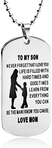 LITTONE MUM TO SON Boys Jewelry Dog Tag Necklace Personalized Father Son Pendant Birthday Metal Militar Mother To Son Gift EUMTS2222A-B#