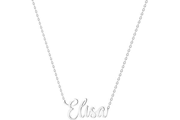 various Collier en acier inoxydable plaqué argent avec pendentif prénom personnalisable, Plateado, Acier inoxydable, Sans objet