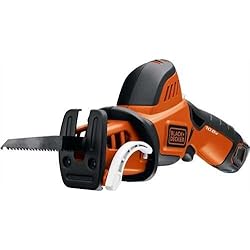 BLACK+DECKER GKC108-QW Scie élagueuse sans fil - Semelle profilée courbée - Chargeur 3h - Machoire sabot, 10.8V, Noir, Orange, Blanc, 7,5 cm