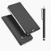 Produktbild Samsung Galaxy S8 Plus PU Leder hülle Case Moonmin® Bookstyle Klapphülle Wallet Tasche Flip Tasche mit Kartenfach und Ständer Anti-Rutsch Stoßfest hülle + StylusStift für Samsung Galaxy S8 Plus 2017 (Schwarz)