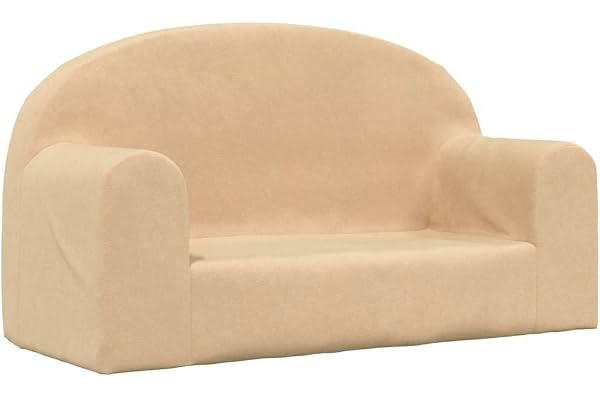 vidaXL Barnsoffa 2-sits gräddvit mjuk plysch