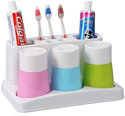 Plastic Bathroom Toothbrush Holders Toothpaste Stand Holders Storage Rack Box Set (3 Backwards Toothbrush holders)