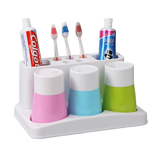 Plastic Bathroom Toothbrush Holders Toothpaste Stand Holders Storage Rack Box Set (3 Backwards Toothbrush holders)
