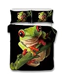 helengili Rana Patrón Realista 3D Ropa de Cama Juego de Funda nórdica Cama Hoja # 2, 100%...