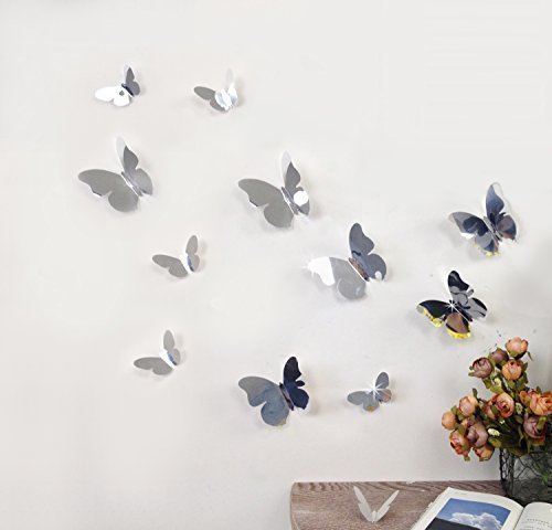 Walplus WS1013 3D Spiegel Schmetterling Wand Sticker, Mehrfarbig
