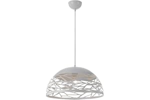VR VETRINEINRETE Vetrineinrete® Lampadario a sospensione da soffitto con paralume in metallo traforato design contemporaneo moderno lampada da soffitto cucina soggiorno (Bianco) Z69