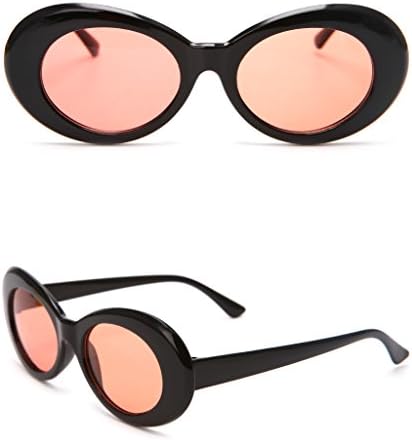 Deaum Retro Style Sunglasses UV400 Lens Men's Ladies, Outdoor Sports Eyewear Glasses Fashion Shades Oval Frame Glasses Unisex Sunglasses (Black+Transparent Red)