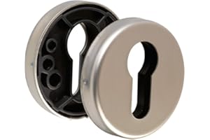 Vachette Jeu de Rosaces de fonction Linox et Ovalis - Clé I Porte d'Entrée/Cave/Abris de Jardin à Cylindre - Diamètre 52mm, Entraxe 38mm - Fixation Invisible - en Acier - Garantie 2 Ans - Inox