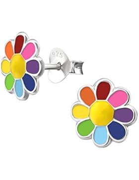 Laimons Kids Kinder-Ohrstecker Kinderschmuck Blume Bunt Sterling Silber 925