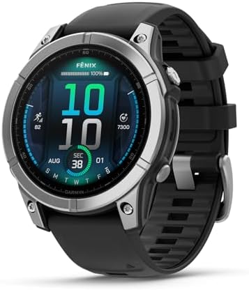 Garmin fēnix E, 47mm, Display AMOLED 1,3", Touch e Pulsanti, 90+ App per lo Sport, Training Readiness, Mappe, GarminPay, Autonomia 16 giorni, Stainless Slate Gray & Black
