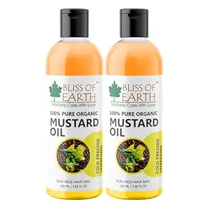 Bliss of Earth Organic Mustard Oil For Hair Growth & Baby Massage (2x100ML)