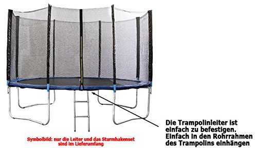 Premium Sturmhaken + Trampolinleiter für Trampolin 305 – 366 – 430 -460 cm - 2