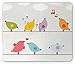 Produktbild WYICPLO Birds on a Wire Mouse Pad, Colorful Funny Animals Singing Searching and Falling in Love, Standard Size Rectangle Non-Slip Rubber Mousepad, Eggshell and Multicolor
