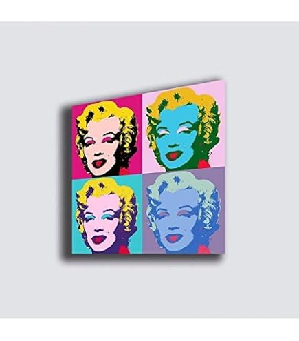Quadro Pop Art Andy Warhol Marilyn Monroe: Stampa Su Tela 40x40 Cm, Made In France - 2