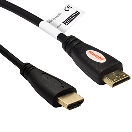 mumbi PREMIUM High Speed MINI HDMI Kabel Full HD 3D / Mini HDMI C Stecker auf HDMI A Stecker - VERGOLDETE Kontakte 2m