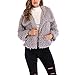 Produktbild Swallowuk Damen Mantel Winter Elegant Warm Plüsch Cardigan Trenchcoat Kurz Jacke Mantel Coat Wintermantel Revers Outwear Einfarbig Parka (M, Grau)