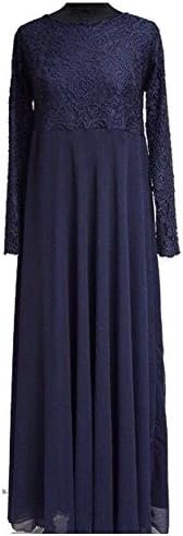Rose Lace Dress Designer Chiffon Maxi Abaya Jilbab Kaftan Abaya Burka (14-16, Navy)