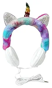 Shyam Creation Colourful Wired Adjustable Headphone Handband Stereo Sound for Girls Unicorn Head Phone (3mm Jack)