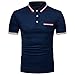 Produktbild Hemd Herren Persönlichkeit Herren Sommer Casual Slim Fit Kurzarm T-Shirt Top Bluse mit Polokragen Sommerhemd Poloshirt Volltonfarbe Basic Kurzarm Poloshirts