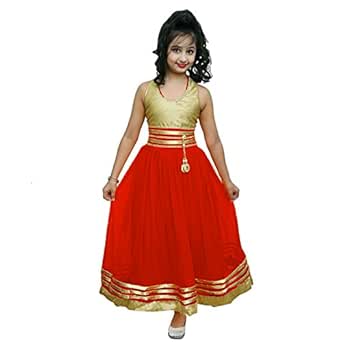 red colour long frock